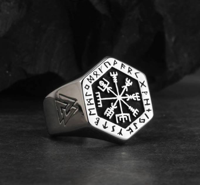 WorldNorse Vegvisir mit Valknut Nordic Ring