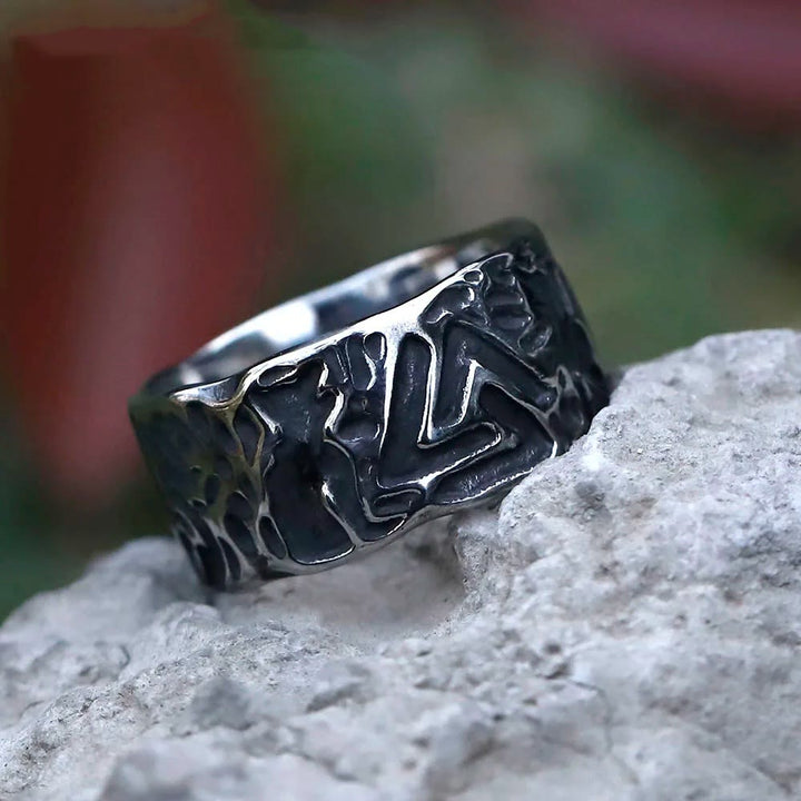 WorldNorse Vintage Einzigartiger Odin Valknut Domineering Ring