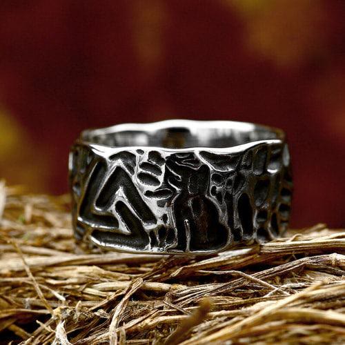 WorldNorse Vintage Einzigartiger Odin Valknut Domineering Ring