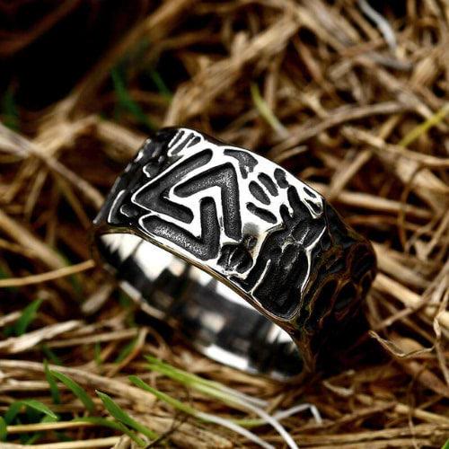 WorldNorse Vintage Einzigartiger Odin Valknut Domineering Ring