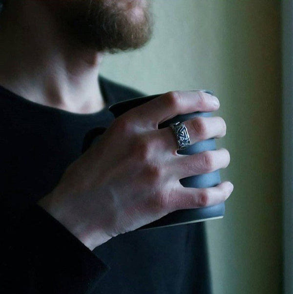 WorldNorse Vintage Einzigartiger Odin Valknut Domineering Ring