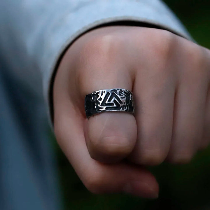 WorldNorse Vintage Einzigartiger Odin Valknut Domineering Ring