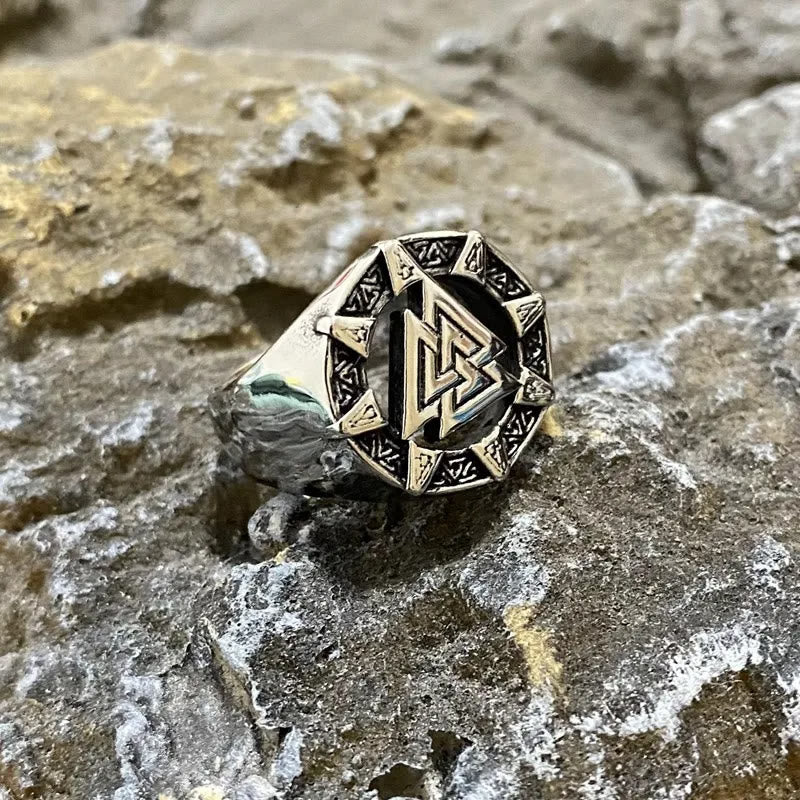 WorldNorse Valknut Dreieck Biker Hohlring