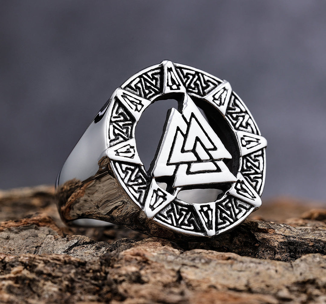WorldNorse Valknut Dreieck Biker Hohlring