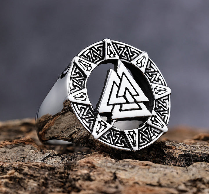 WorldNorse Valknut Dreieck Biker Hohlring