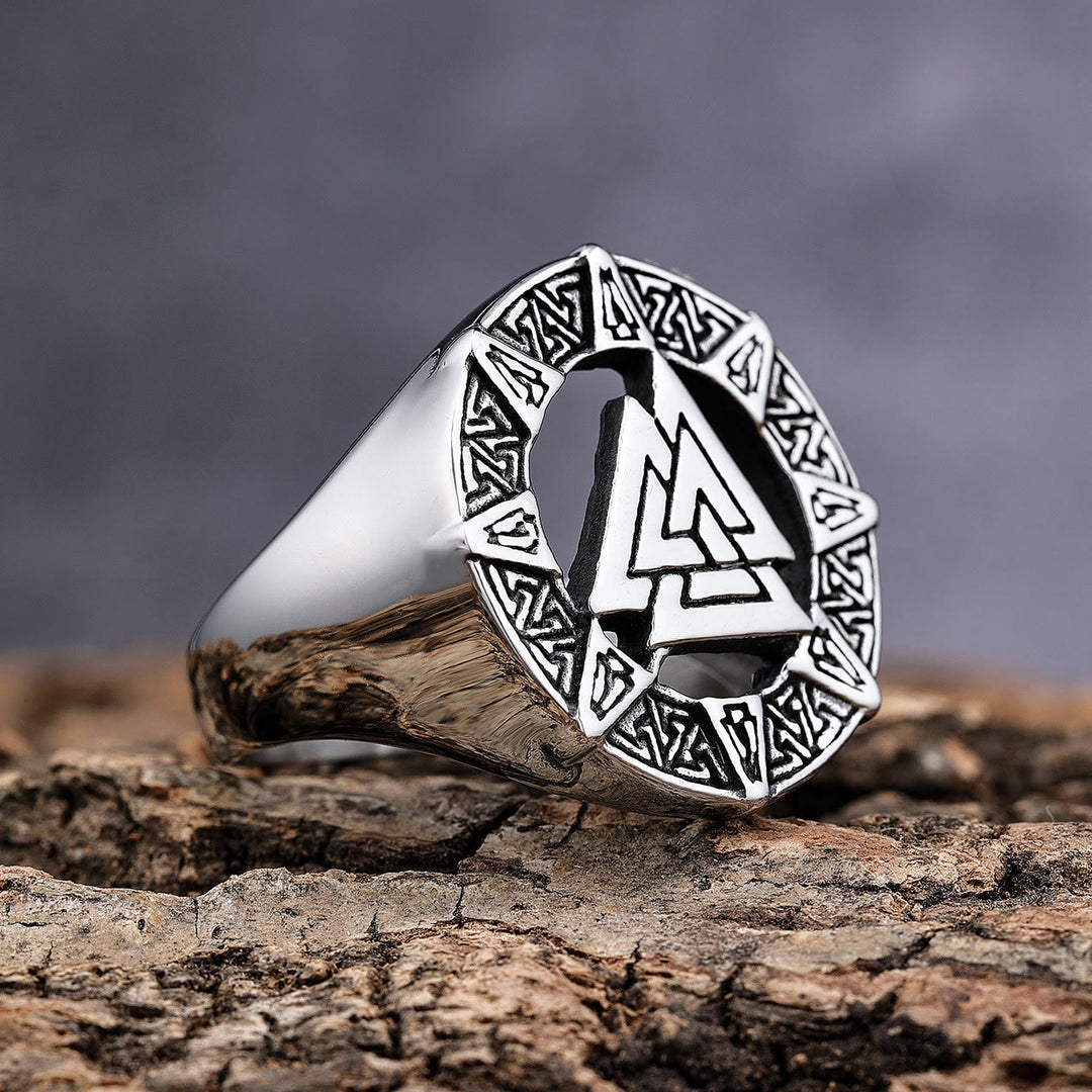 WorldNorse Valknut Dreieck Biker Hohlring