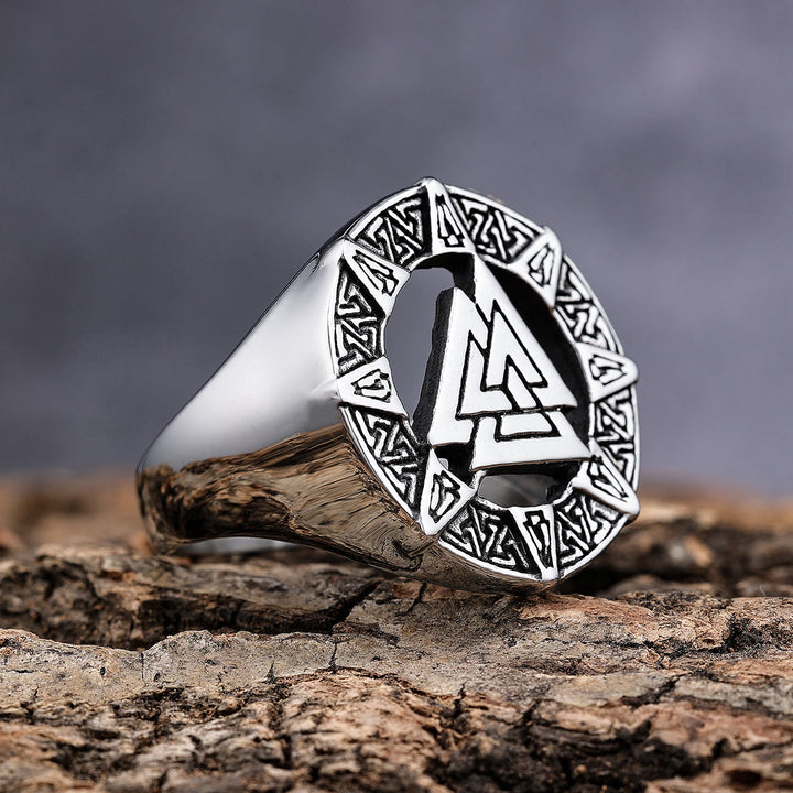 WorldNorse Valknut Dreieck Biker Hohlring