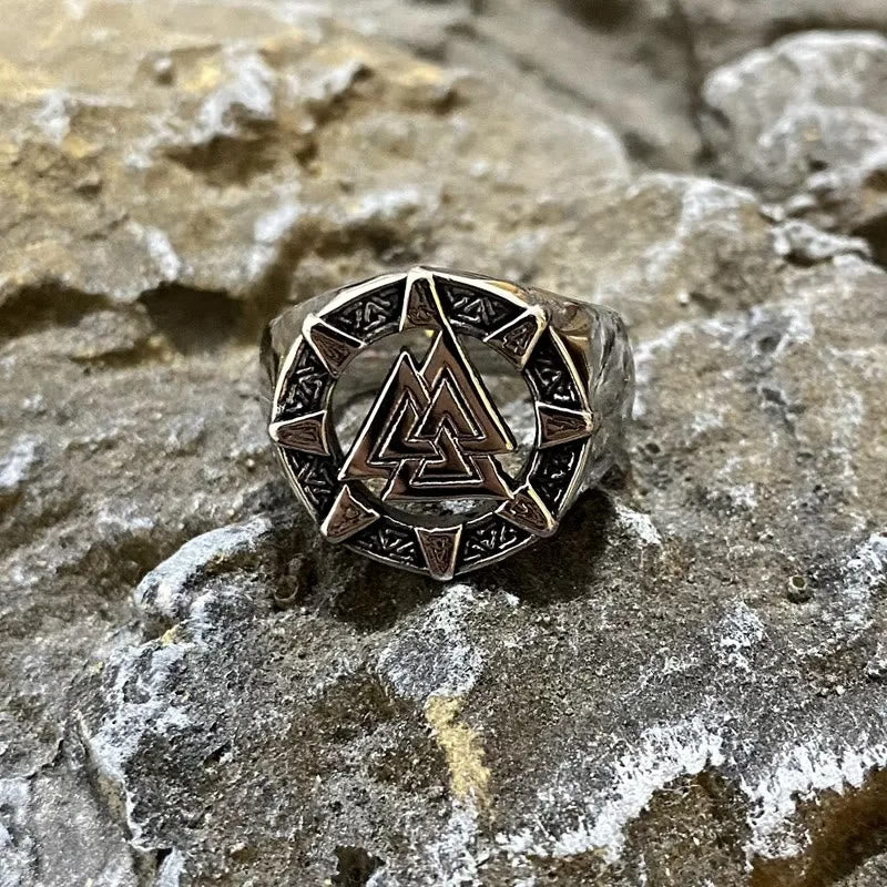 WorldNorse Valknut Dreieck Biker Hohlring