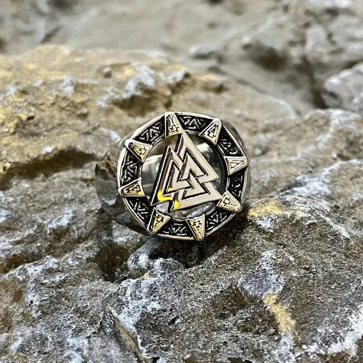 WorldNorse Valknut Dreieck Biker Hohlring
