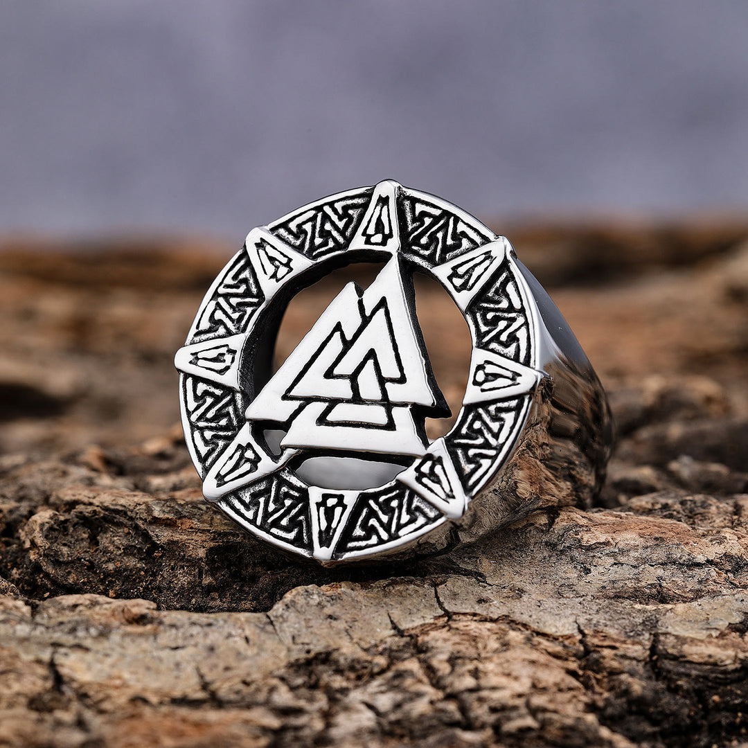 WorldNorse Valknut Dreieck Biker Hohlring