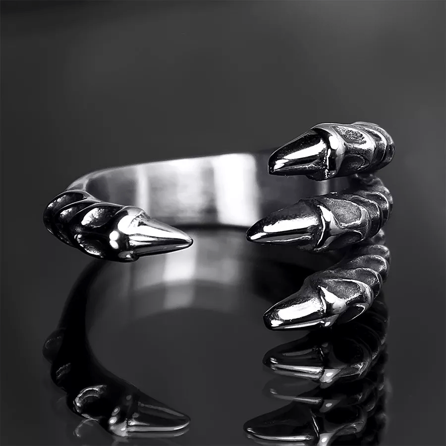 WorldNorse Scharfer Drachen-Tierklauenring