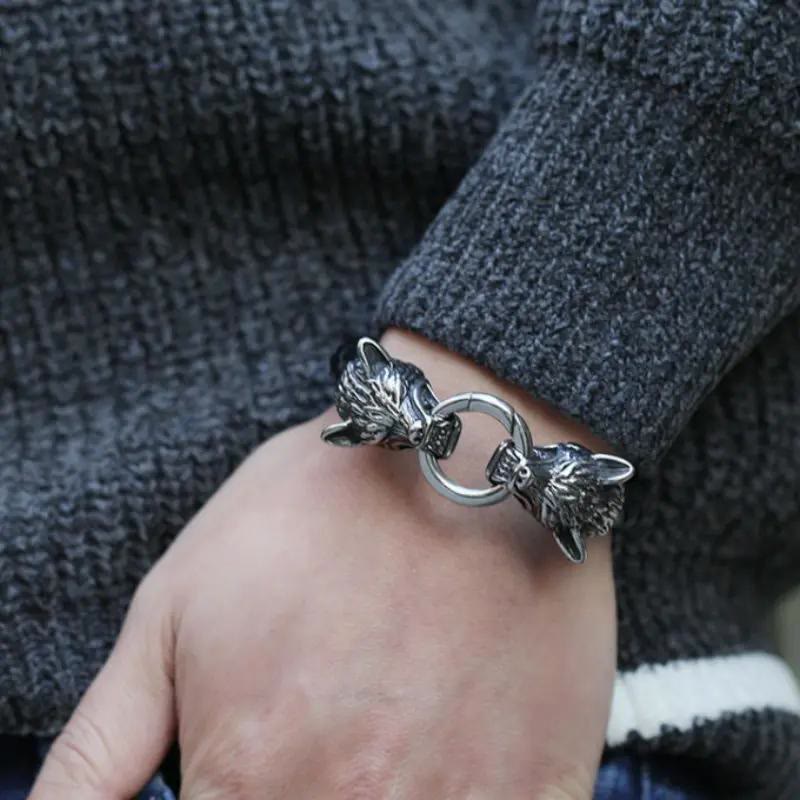 WorldNorse Odins Wölfe Lederarmband