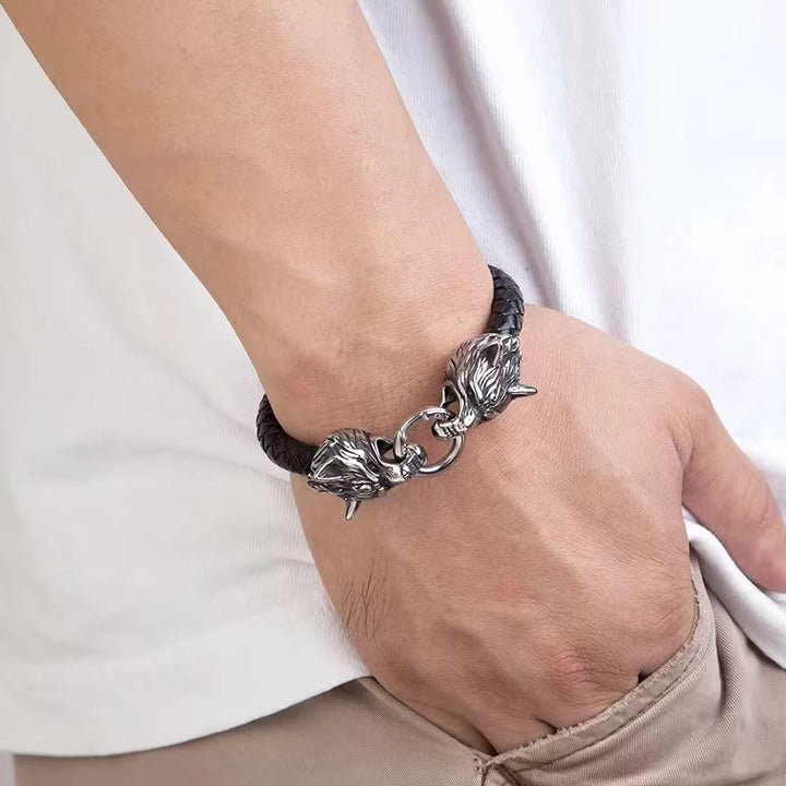 WorldNorse Odins Wölfe Lederarmband