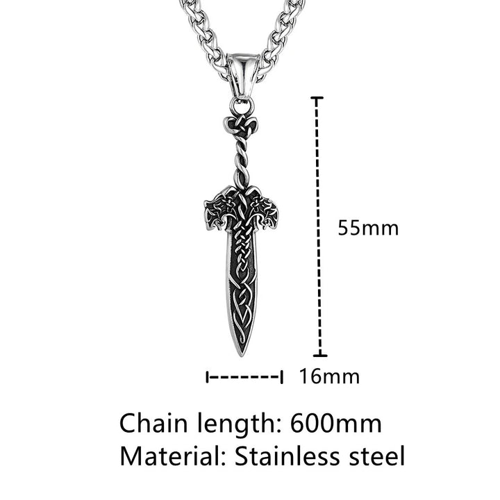 WorldNorse Halskette mit Keltischer Knoten und Schwert, nordischer Wikinger-Krieger