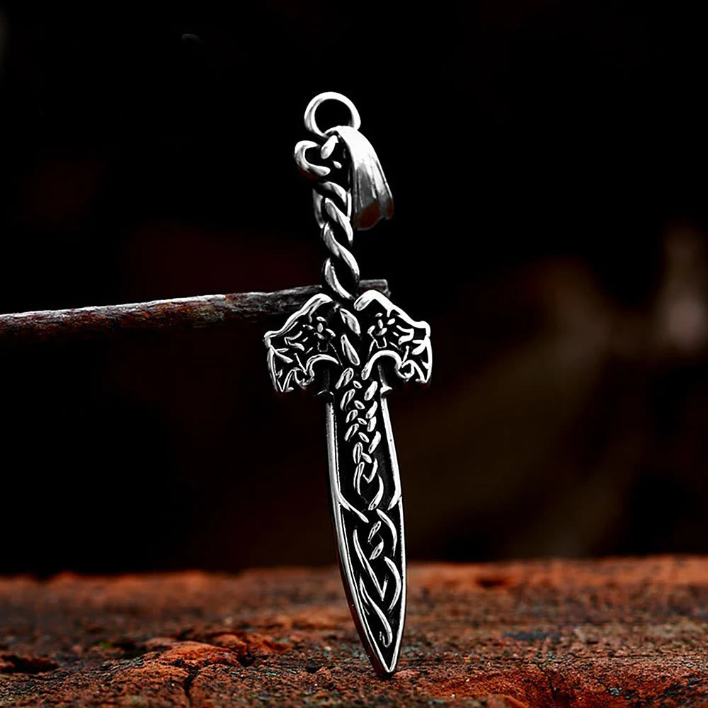 WorldNorse Halskette mit Keltischer Knoten und Schwert, nordischer Wikinger-Krieger