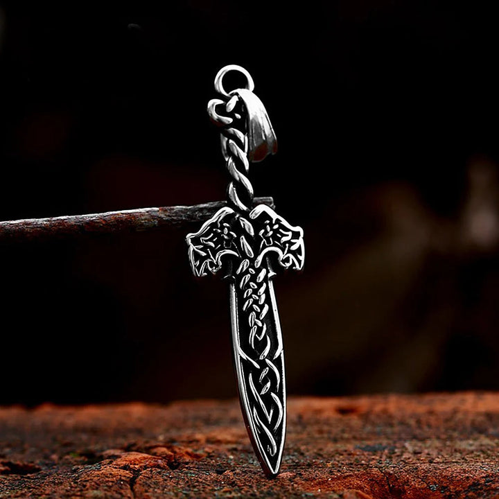 WorldNorse Halskette mit Keltischer Knoten und Schwert, nordischer Wikinger-Krieger