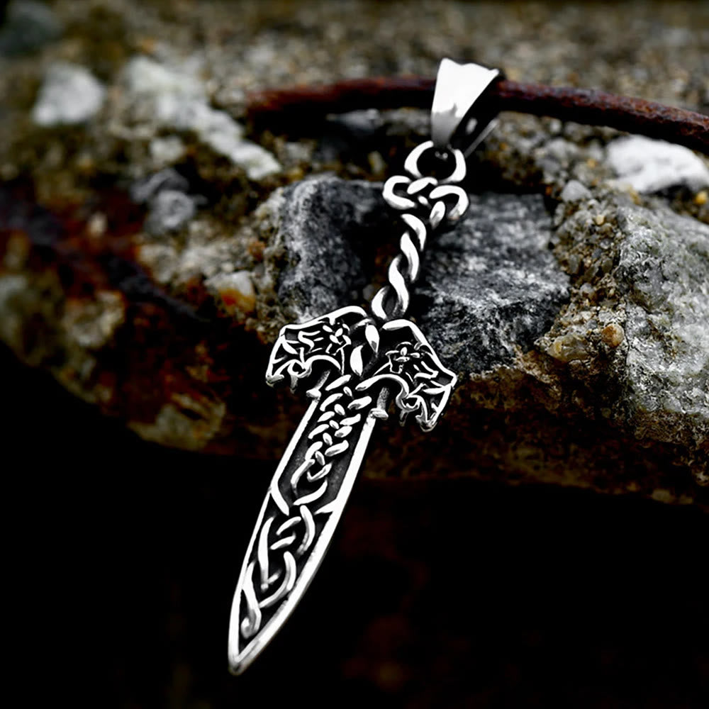 WorldNorse Halskette mit Keltischer Knoten und Schwert, nordischer Wikinger-Krieger