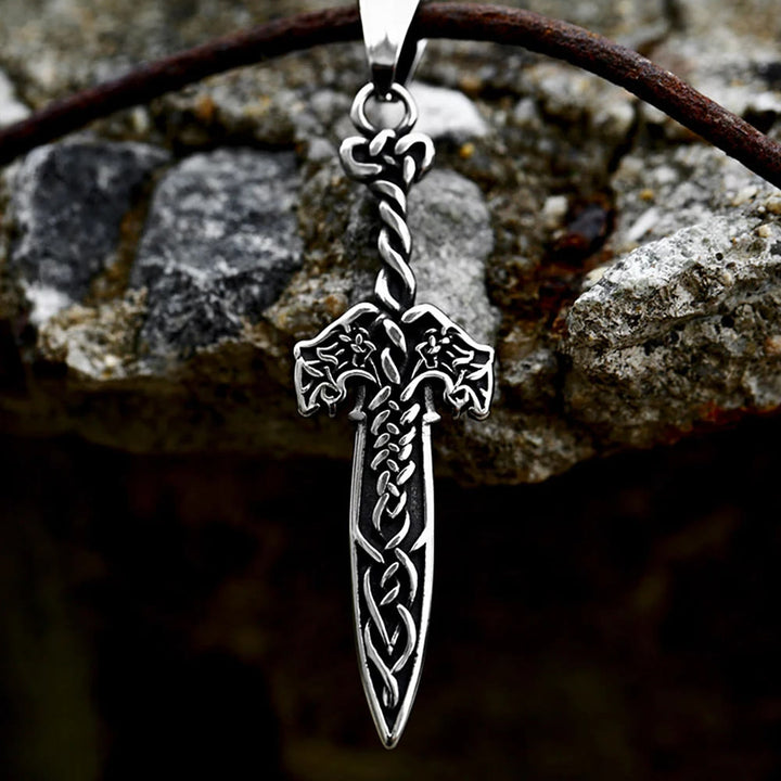 WorldNorse Halskette mit Keltischer Knoten und Schwert, nordischer Wikinger-Krieger