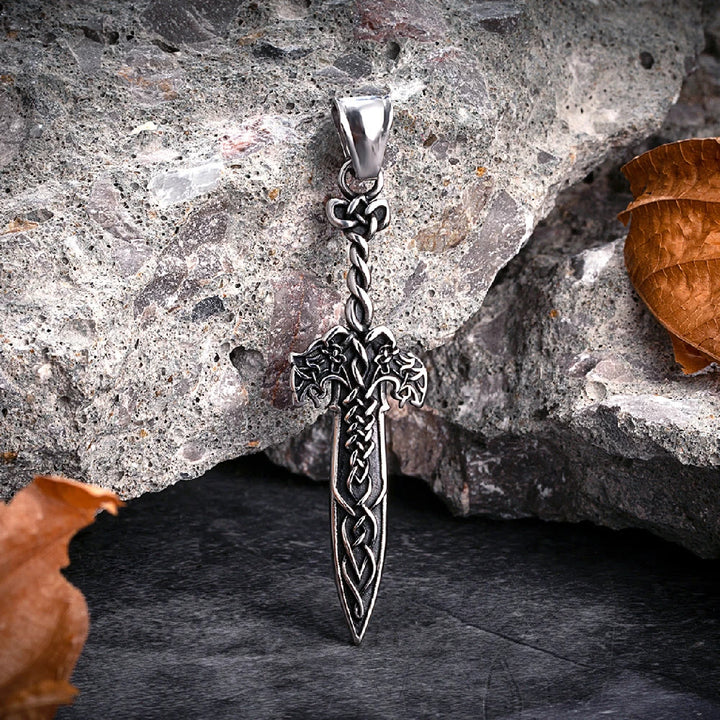 WorldNorse Halskette mit Keltischer Knoten und Schwert, nordischer Wikinger-Krieger