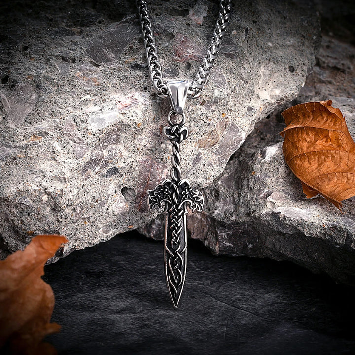 WorldNorse Halskette mit Keltischer Knoten und Schwert, nordischer Wikinger-Krieger
