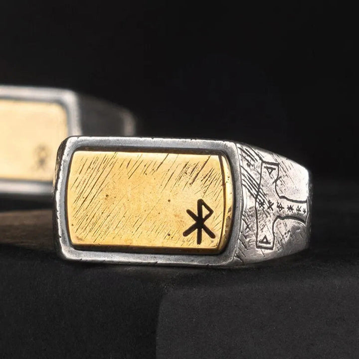 WorldNorse handgefertigter Ring aus 925er Silber mit dem Segen der Runen - Liebe - NEIN DANKE - image 0