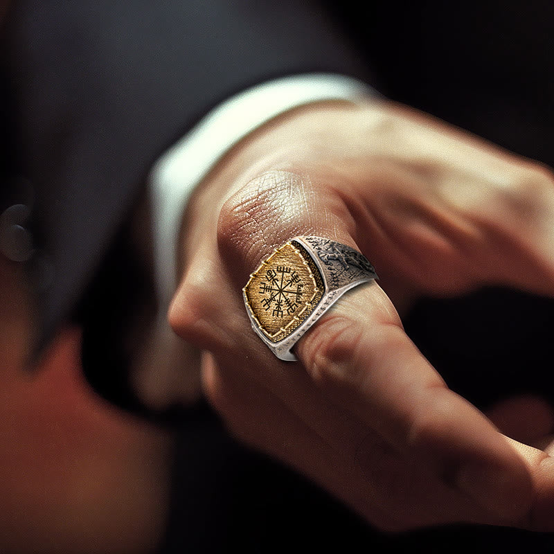 WorldNorse Ring aus handgefertigtem 925er Silber mit Valknut und Wikingersymbolen - image 5