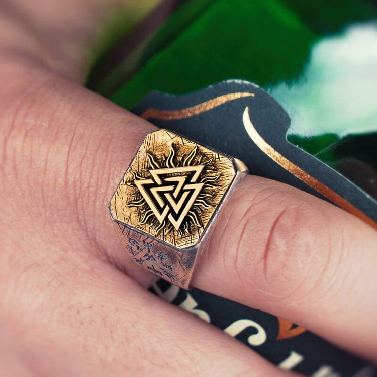 WorldNorse handgefertigtes 925er Silber Valknut Wikinger Ring - image 1