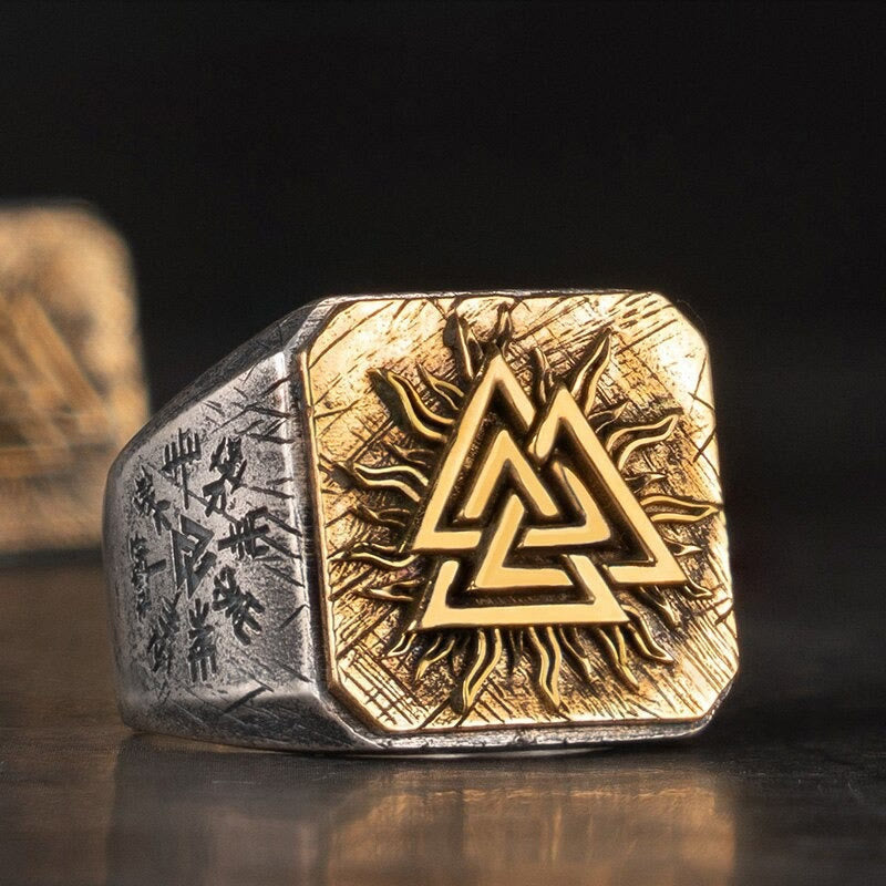 WorldNorse handgefertigtes 925er Silber Valknut Wikinger Ring - Einstellbar - NEIN DANKE - image 0