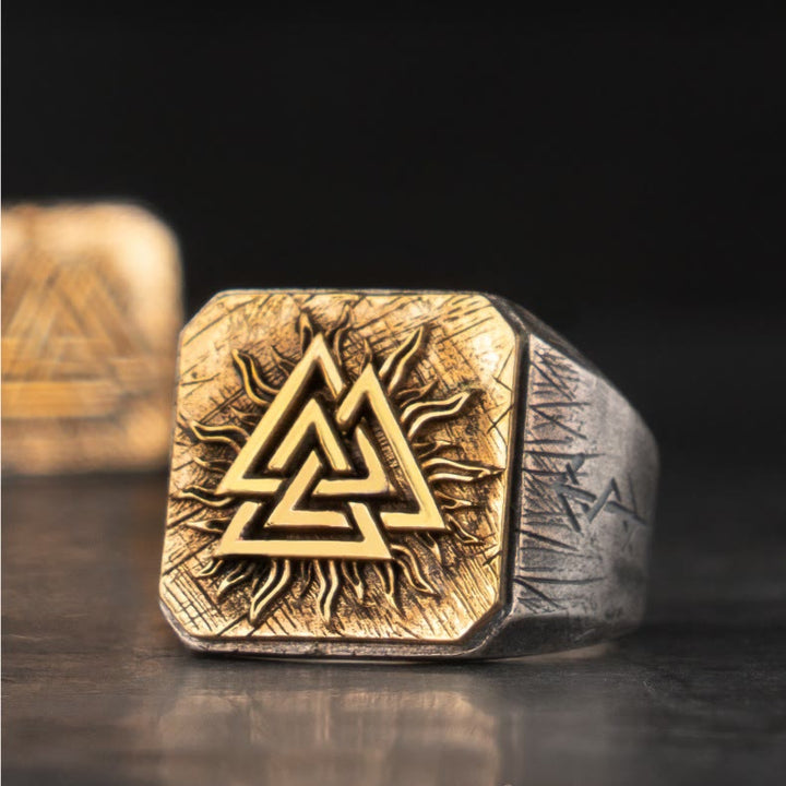 WorldNorse handgefertigtes 925er Silber Valknut Wikinger Ring - image 2