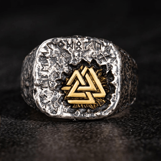 WorldNorse handgefertigtes 925er Silber Nordischer Wikinger-Totemring - Einstellbar - NEIN DANKE - image 0