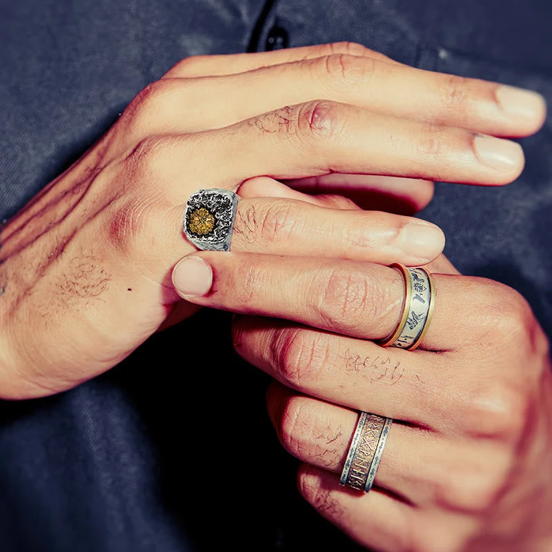 WorldNorse 925 Sterling Silber Wikinger Siegelring Magischer Kreis - image 1