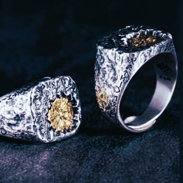 WorldNorse 925 Sterling Silber Wikinger Siegelring Magischer Kreis