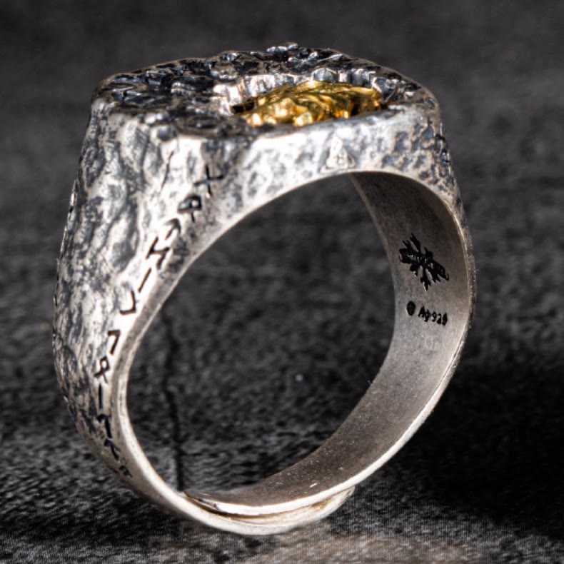 WorldNorse 925 Sterling Silber Hexer Wolf Totenkopf Ring