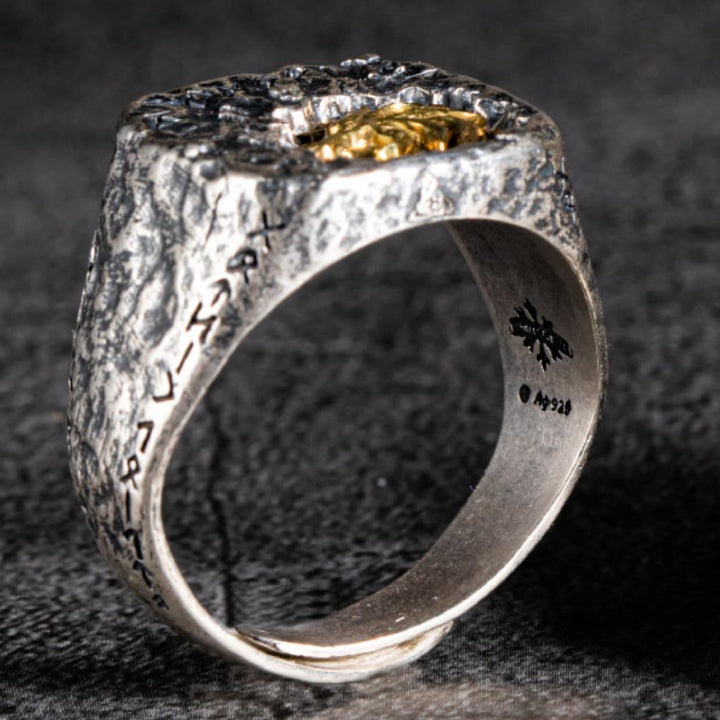 WorldNorse 925 Sterling Silber Hexer Wolf Totenkopf Ring