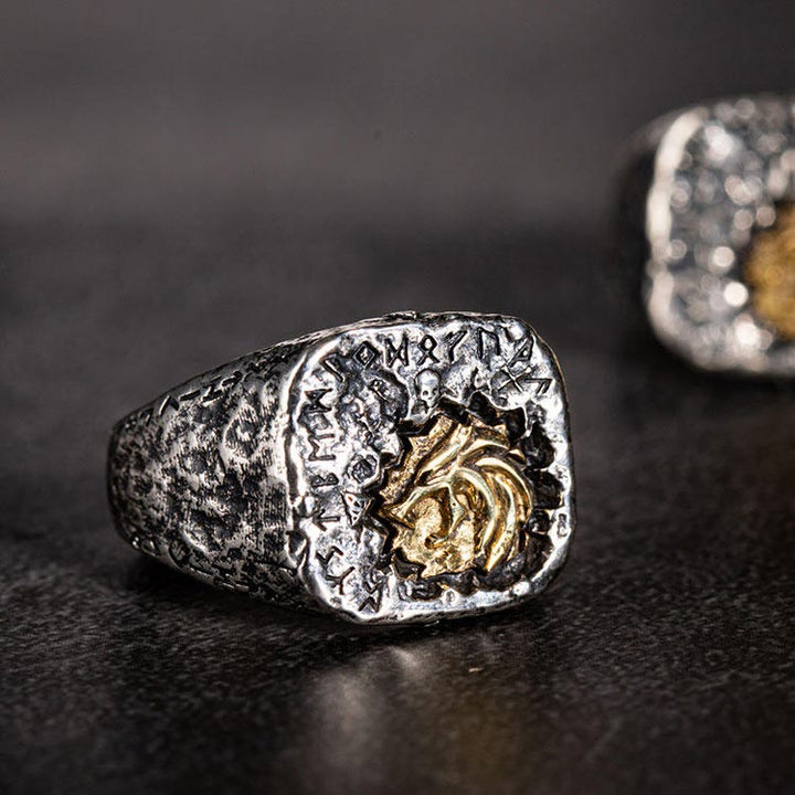 WorldNorse 925 Sterling Silber Hexer Wolf Totenkopf Ring