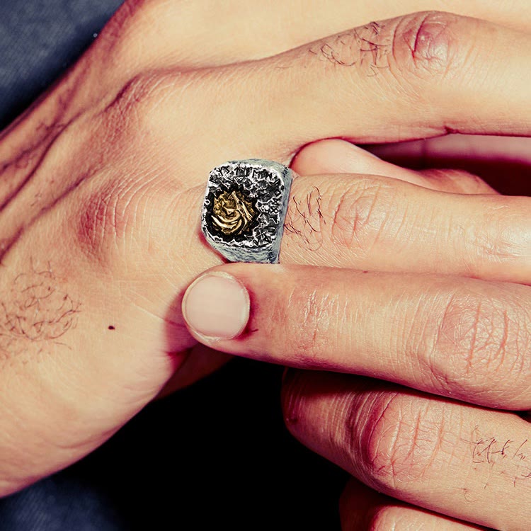 WorldNorse handgefertigtes 925er Silber geschmiedeter Runen-Emblem-Ring - image 2