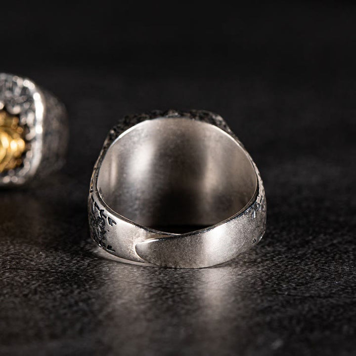 WorldNorse 925 Sterling Silber Hexer Wolf Totenkopf Ring