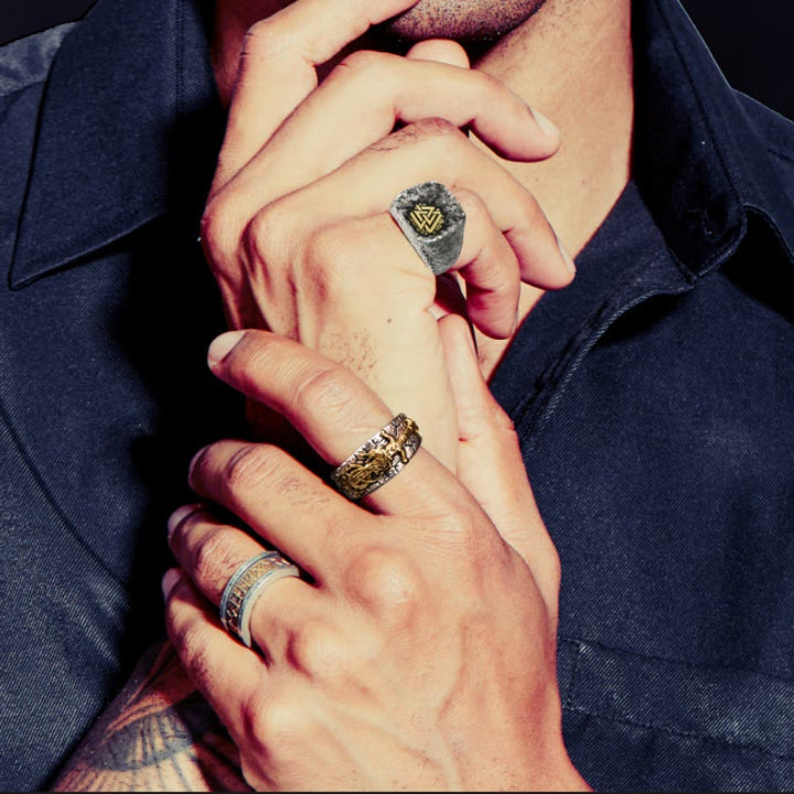 WorldNorse 925 Sterling Silber Schwert Nordischer Drache Offener Ring - image 1