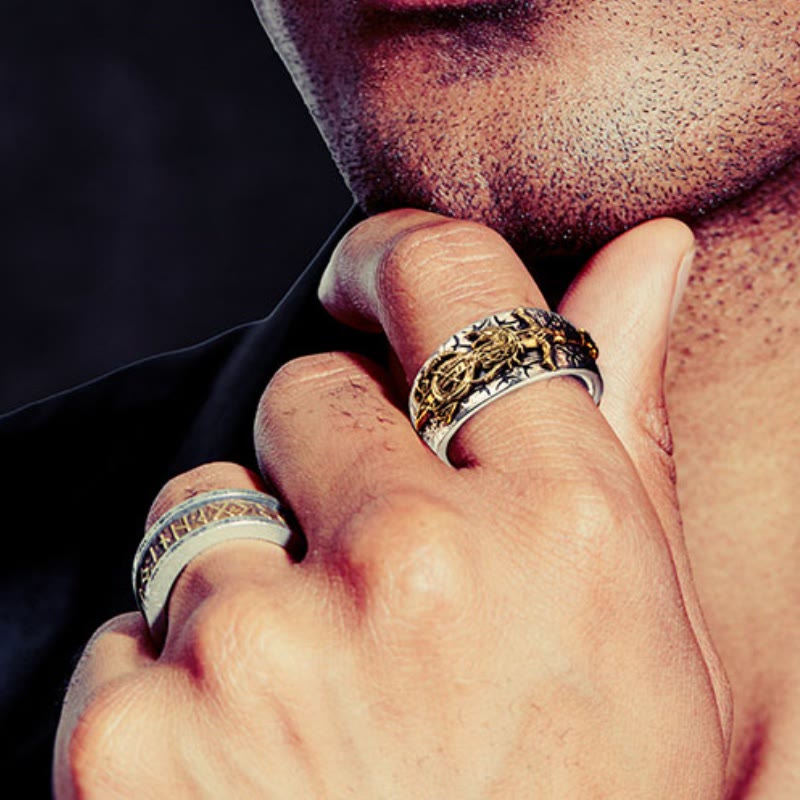 WorldNorse 925 Sterling Silber Schwert Nordischer Drache Offener Ring - image 2