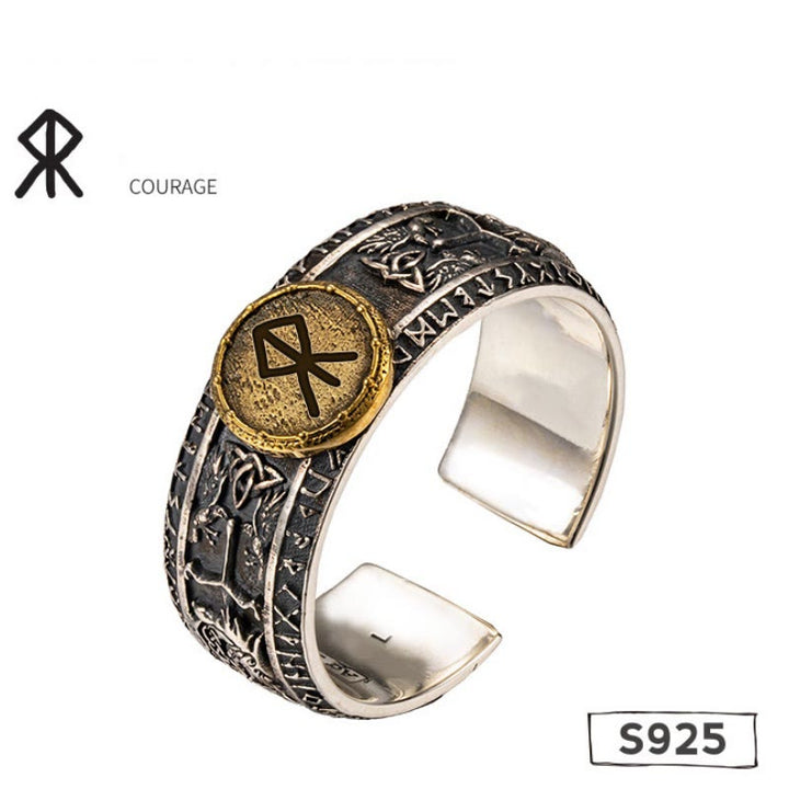 WorldNorse 925 Sterling Silber Drachen Runen offener Ring