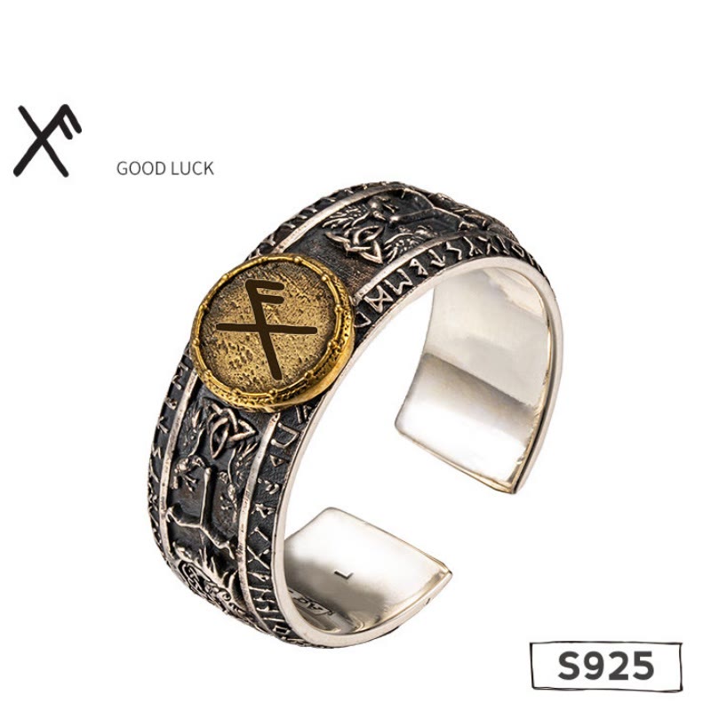 WorldNorse 925 Sterling Silber Drachen Runen offener Ring