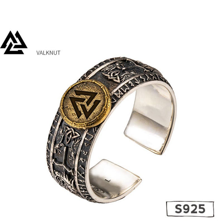 WorldNorse handgefertigtes 925er Silber Drachen Runen offener Ring - Valknut - 65mm-67mm - image 11