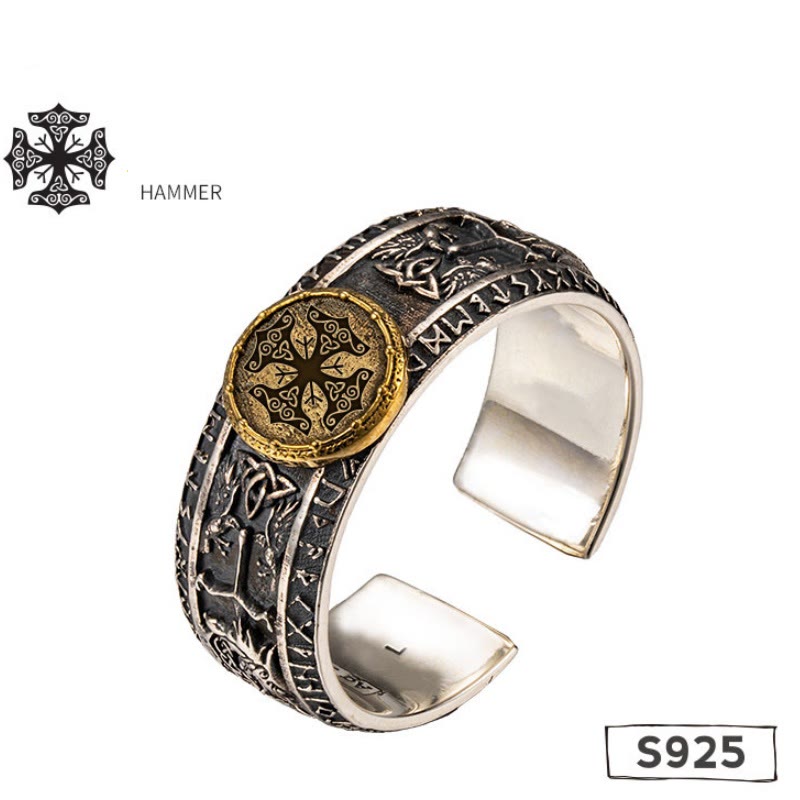 WorldNorse handgefertigtes 925er Silber Drachen Runen offener Ring - Hammer - 65mm-67mm - image 12