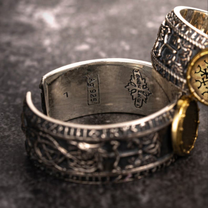 WorldNorse 925 Sterling Silber Drachen Runen offener Ring