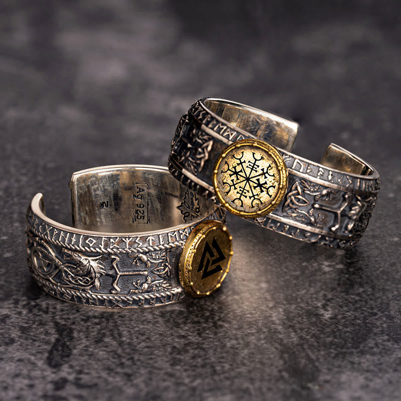 WorldNorse handgefertigtes 925er Silber Drachen Runen offener Ring - image 2
