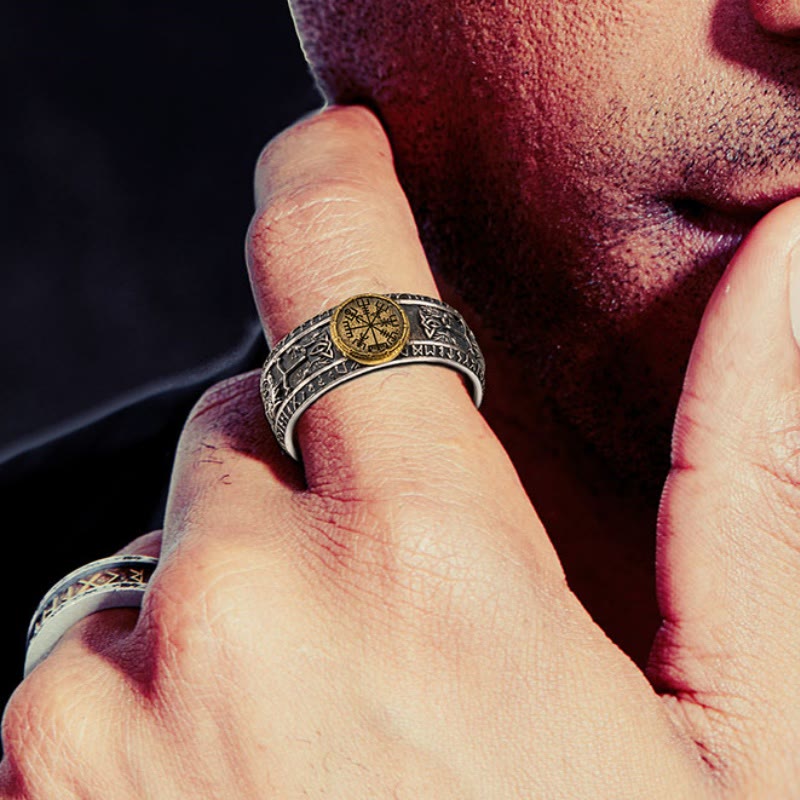 WorldNorse handgefertigtes 925er Silber Drachen Runen offener Ring - image 1