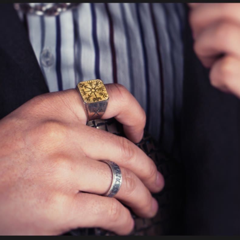 WorldNorse 925 Sterling Silber Vegvisir Wikinger Siegelring - image 2