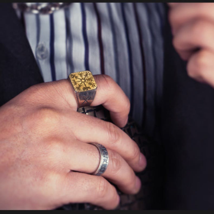 WorldNorse 925 Sterling Silber Vegvisir Wikinger Siegelring - image 2