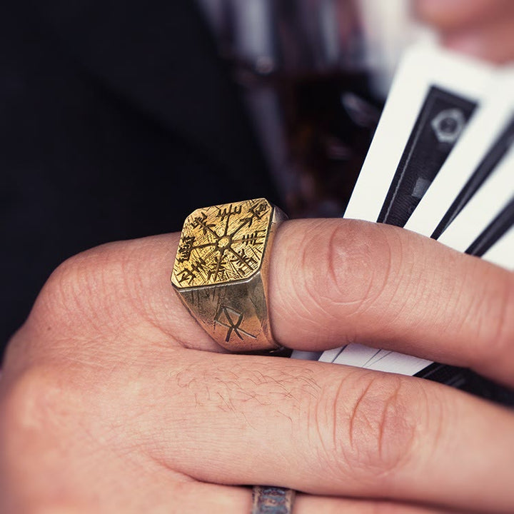 WorldNorse 925 Sterling Silber Vegvisir Wikinger Siegelring - image 1