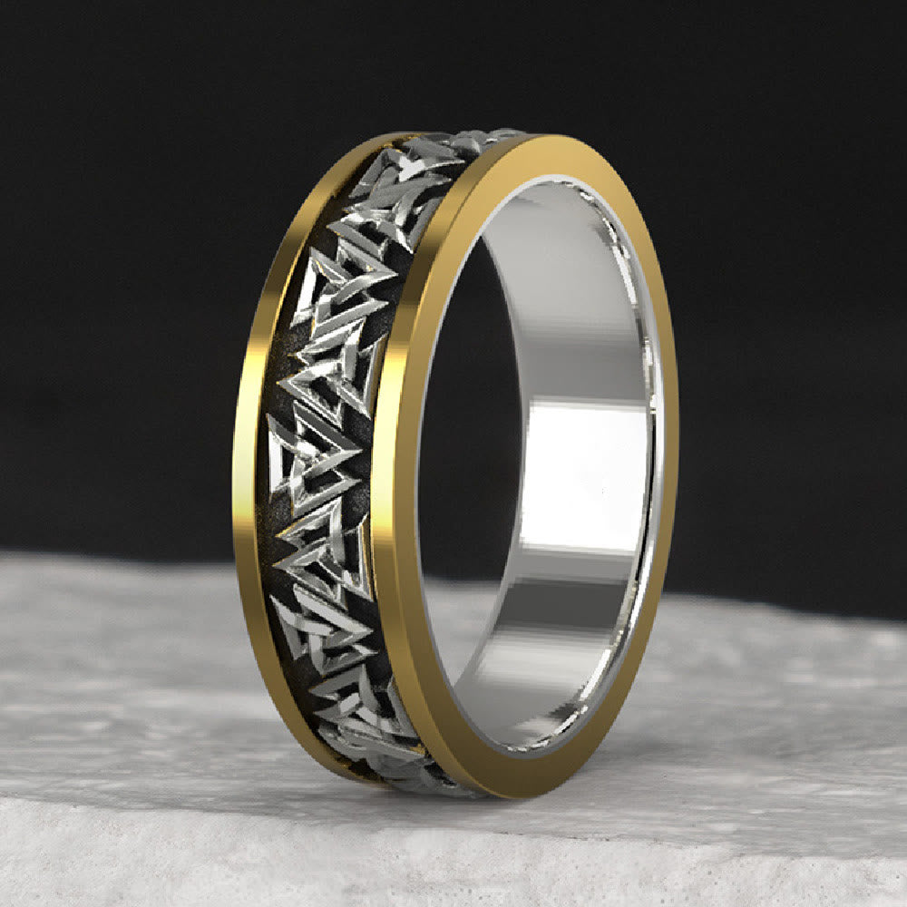 WorldNorse handgefertigtes 925er Silber Nordischer Valknut Ring - 67mm - NEIN DANKE - image 0